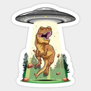 Cosmic Encounter:  Dinosaur Alien Abduction Sticker